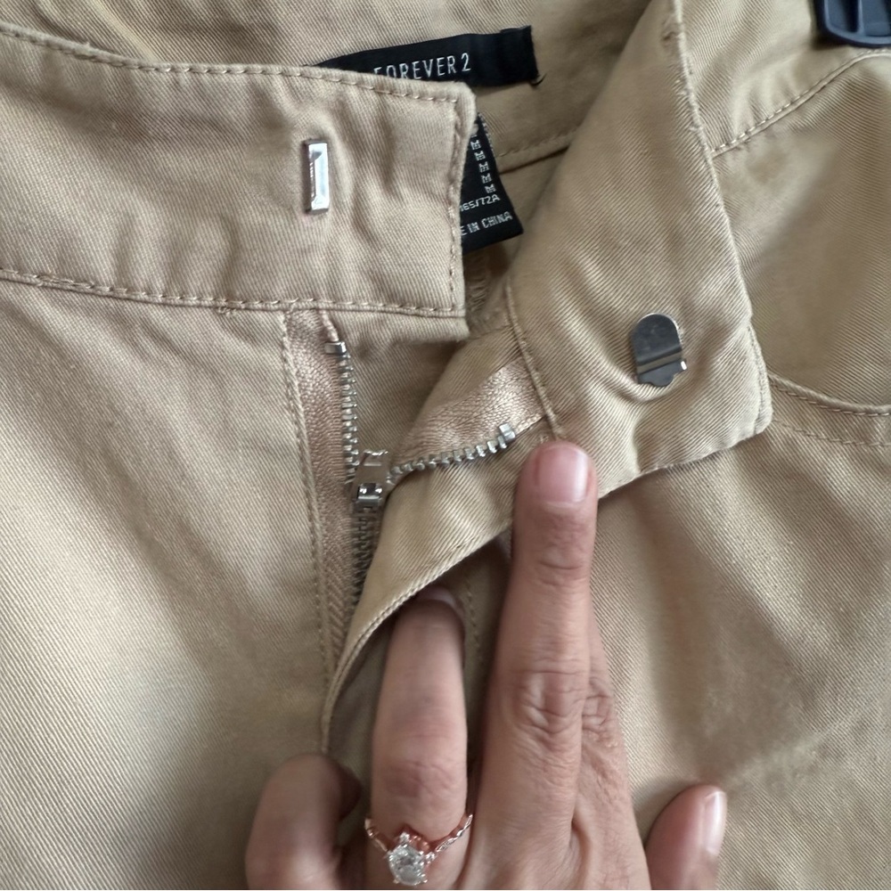 High Waisted Culotte Wide Leg Crop Pants Khaki - Picture 10 of 10